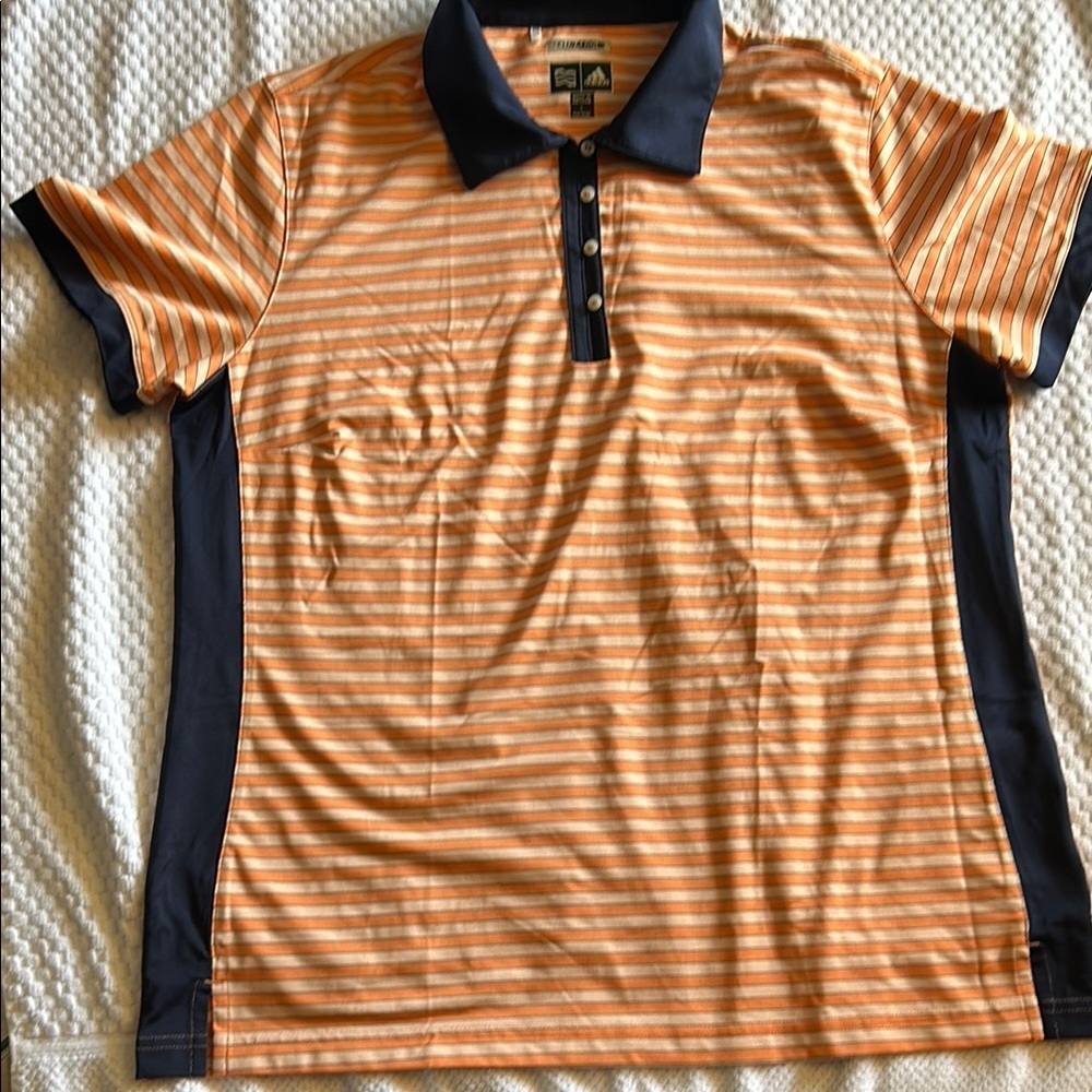 Adidas ClimaCool Orange Striped Polo Shirt